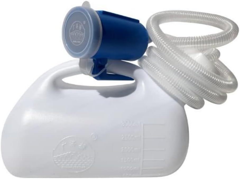 3000ML Large Male Urinal,YUMSUM Portable Mens Potty Pee Bottle Collector Travel Toilet 46” Long Tube (White with Hose)