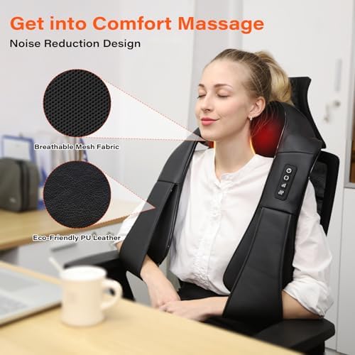 Neck Massager with Heat, Back Massager Deep Tissue, Electric 3D Kneading Massage Pillow for Pain Shiatsu Back and Shoulder Massager, Birthday Christmas Gift for Women Men Dad Mom
