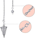 3 Pieces Copper Metal Dowsing Pendulum Divination Dower Reiki Healing Pendulum Chain,Silver Spiral Coil Point Meditation Yoga Balancing Pendant