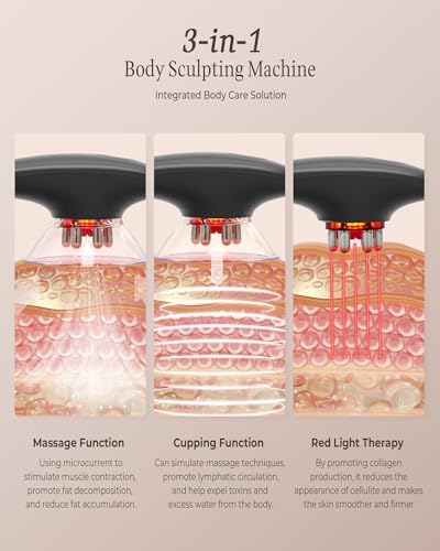 3-in-1 Body Sculpting Machine for Skin Appearance, Electric Body Massager for Legs Belly Stomach Arms, Home Use Body Sculptor Device with 3 Cups for Skin Firming