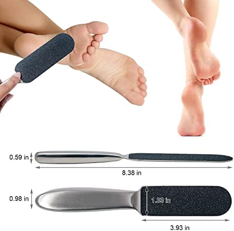 1 Pcs Professional Pedicure Foot File and Callus Remover for Hard Skin,Stainless Steel Foot Rasp File with 10 Free Refill Grits Replacement Pads with Two Sides Simple Bath Pedicure Salon Foot Scrubber