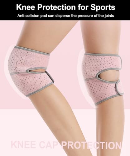 SUJAYU Soft Dance Knee Pads for Kids Women Men, Volleyball Knee Pads for Women Men Wrestling Gear, Knee Protector Crash Pad Snowboarding Gear with Adjustable Bands (Pink, Large)
