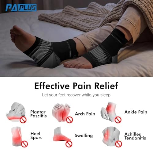 6 Pairs Plantar Fasciitis Socks for Men & Women, Ankle Brace Compression Socks with Arch Support for Achilles Tendonitis, Heel Pain, Swelling & Arthritis Relief, Black, Small