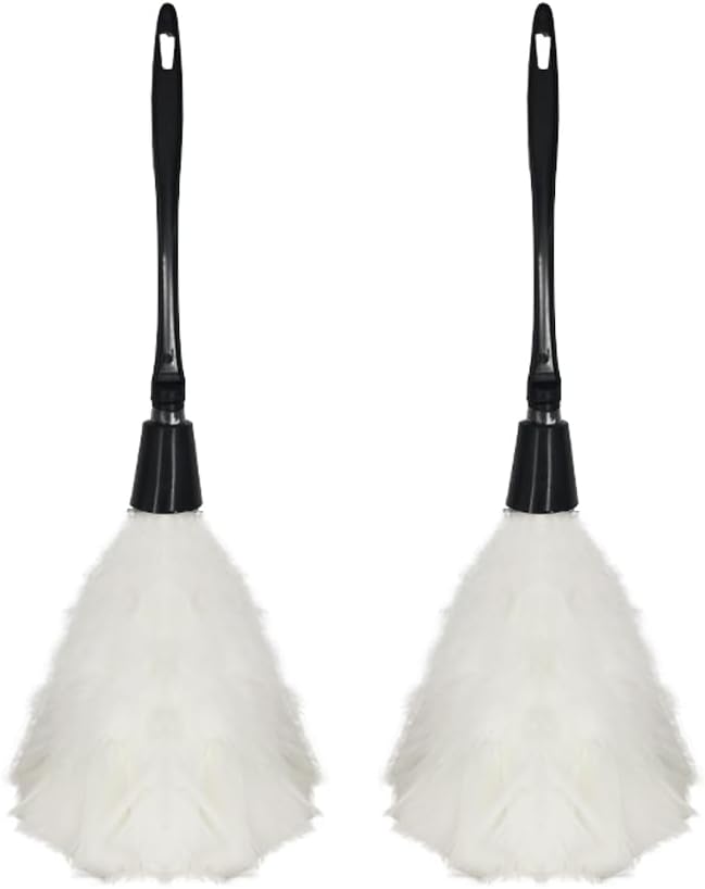 2PCS Feather Duster French Maid Accessories - Soft White Cleaning Feather Dust Prop