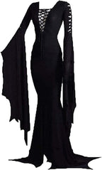 Women's Morticia Floor Dress Costume Adult Women Gothic Witch Vintage Dress