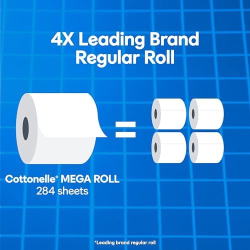Cottonelle Ultra Clean Toilet Paper, 4 Mega Rolls = 16 Regular Rolls, Packaging May Vary