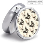 Travel Pill Organizer Small - Cute French Bulldog 1 Print 3 Compartments Mini Pill Case Box for Purse and Pocket, Portable Round Medicine Container Holder with Mirror