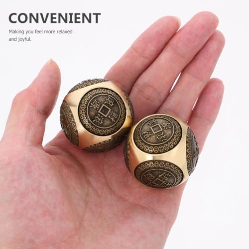FRCOLOR Brass Baoding Hand Exercise Balls 1.49 Inch Copper Fitness Balls Six-Sided Rotation for Finger Dexterity Stress Relief Strengthening Muscle Therapy