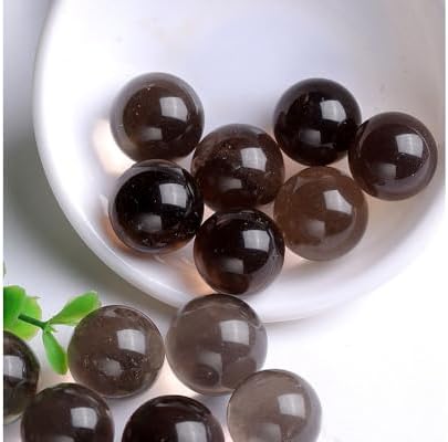 Natural Smoky Quartz Healing Crystal Sphere Balls Gemstones Small Size Pack of 10 for Healing, Reiki, Home Office Decoration, Jewelry Making (Citrine Crystal, 0.55"-0.86")