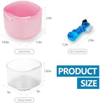 Partial Denture Case Leak Proof with Strainer Basket and Brush, Waterproof Denture Cup Retainer Cleaning Bath Case Travel for Dentures, Braces, Night Guard - Pink