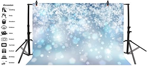 7x5ft Falling Snowflake Portrait Backdrops for Photography Winter Ice Snow Flakes Photo Shoot Newborn Kids Baby Adults Wedding Photo Background Vinyl Photo Booth Props
