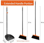 Long Handle Broom with Dustpan Combo Set for Office Home Kitchen Lobby Floor Cleaning Broom Dustpan for Indoor&Outdoor Sweeping