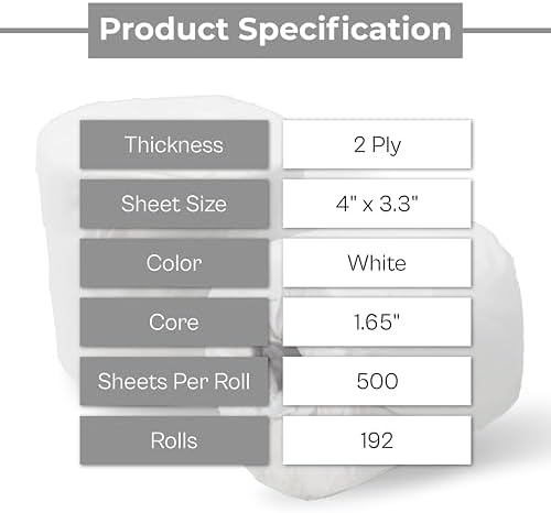 PSBM Toilet Paper, 192 Rolls, 2-Ply, 500 Sheets per Roll, Soft, 100% Recycled Paper Absorbent and Convenient for Personal Hygiene and Environmental Care