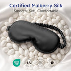 Umisleep Sleep Mask in Certified Mulberry Silk, 22 Momme 6A Soft Eye Masks for Sleep, Adjustable Sleep Masks for Women Men, Light Blocking Sleeping Mask, Silk Eye Mask for Sleeping, Blindfold, Black