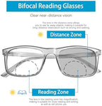 2 Pack Photochromic Bifocal Reading Glasses for Women Men Blue Light Blocking Clear Top Transition Readers