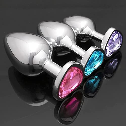 AKStore 3 Pcs Luxury Jewelry Design Fetish Heart Metal Anal Butt Plug(Mixed-1)