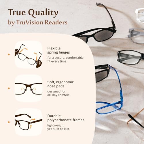 TruVision 9505HP Reading Glasses - 1, 2, 3 Pack for Men & Women