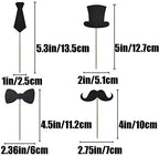 Cupcake Toppers Mini Black Bowtie Mustache Hat Neckcloth Adult Ceremony Birthday Celebration Decorations DIY Home Baby Shower Theme Party Food Fruit Cake Picks for Decor(24PCS)