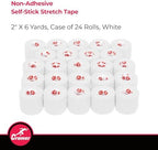 Cramer Eco-Flex Self-Stick Stretch Tape, White, 2" x 6 yds, Cohesive Athletic Bandage, Athletic Trainer Flexible Sports Underwrap, Easy Tear Vet Wrap for Pets, Self Adhesive Bandage Roll, 24 Rolls
