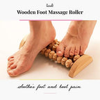 tuuli Wooden Foot Massager, Grooved Muscle Roller, Helps Ease Muscle Tension and Improve Blood Circulation, Natural Wood Therapy Massage Tools for Feet (M)