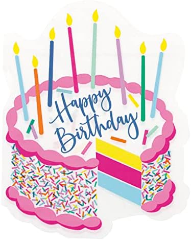 Happy Birthday Pink Paper Luncheon Napkins (Pack of 16) | Vibrant Sprinkles Cake Shaped Design, Perfect for Parties, Celebrations, & Special Occasions