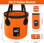 5 Gallon Bucket, Collapsible Bucket with Handle for Outdoor Beach Fishing Gardening, Folding Car Wash Buckets Mop Water Storage Laundry Wash Basin for RV Household Cleaning Supplies Camping Essentials