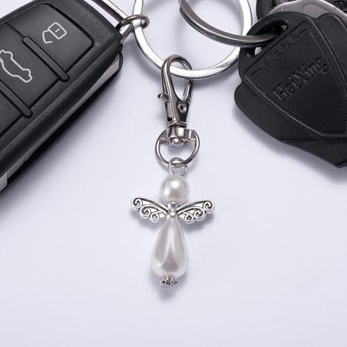 Travel Guardian Angel Charm Keychain, Safe Travels Good Luck Charm, Travel Gift for Traveler, Adventure Blessing Accessory