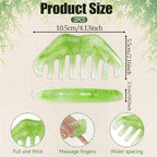 Massage Comb, 2 PCS Jade Natural Guasha Scraping Scalp Comb Facial Care Massage Multifunctional Tool Gua Sha Comb Birthing Comb Massager for Head Caring Body Relaxing