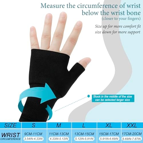 Geyoga 4 Pcs Palm Brace Wrist Support Sleeves for Men Women Everyday Use Wrist Brace Compression Carpal Tunnel for Hand Pain Relief, Fitness Gloves, Sports Glove(Black, Nude Color,3.5-4.3 Inch)