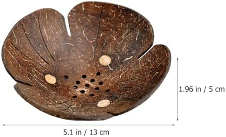 Coconut Shell Soap Holder Self-draining Soap Tray Wooden Petal Design Dish for Home Use
