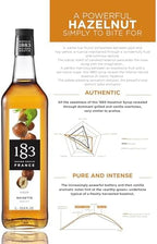 1883 Hazelnut Syrup - Flavored Syrup for Hot & Iced Beverages, Nutty Flavor - Gluten-Free, Vegan, Non-GMO, Kosher, Preservative-Free, Made in France | 1 Liter (33.8 Fl Oz)