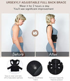 URSEXYLY Back Brace Posture Corrector for Women Adjustable Shoulder Straightener Full Back Support Upper and Lower Back Pain Relief,Spine Back Straightener Posture Corrector (Black, Small)