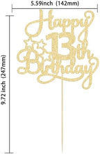 1 Pack Happy 13th Birthday Cake Topper Gold Glitter 13 Official Teenager Cheers to 13 Years Old Birthday Cake Pick for Celebrating 13th Birthday Anniversary Party Cake Decorations Supplies