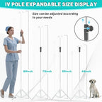 IV Poles,46to 85In IV Stand Floor with 4 IV Bag Holder Stand Portable Telescopic Stabilizing Tripod Stainless Steels Pipe Extension Pole IV Influsion Pole Lightweight Strudy (46-84in)