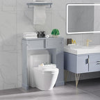 HOMCOM Over The Toilet Bathroom Cabinet, Freestanding Bathroom Storage Organizer with Adjustable Shelves, Toilet Rack, Gray
