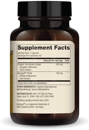Dr. Mercola Fermented Ginger with Benegut - Supports Digestive & Gut Health - Aids Occasional Gas, Bloating & Discomfort - Non-GMO, Gluten-Free & Soy-Free - 60 Capsules (60 Servings)