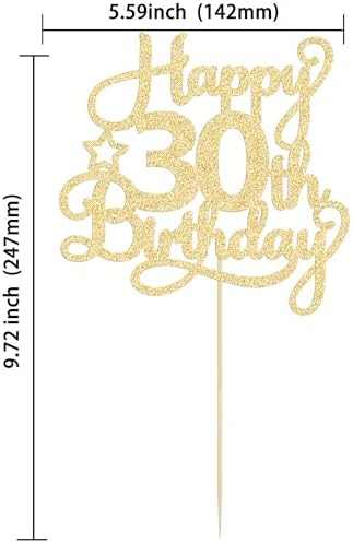1 Pack Happy 30th Birthday Cake Topper Gold Glitter 30 & Fabulous Cheers to 30 Years Old 30th Birthday Cake Pick for Celebrating 30th Birthday Anniversary Party Cake Decorations Supplies