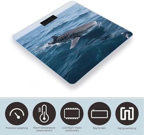 Whale Shark Bathroom Scale for Body Weight LCD Display Digital Bathroom Scale Tempered Glass Bathroom Weight Scales Fashion Smart Scales for Home Bedroom 400 Lb