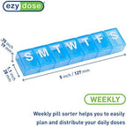 EZY DOSE Weekly (7-Day) Pill Organizer, Medicine Planner, Vitamin Organizer Box, Case for Supplements and Fish Oils, Convenient and Easy to Use Medium Compartments, Travel Friendly, Blue, BPA Free