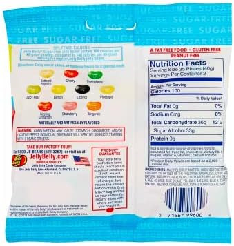Sweetzo Sugar Free Jelly Beans, Sugar-Free Chewy Candies in Assorted Fruity Flavors, Low Calorie Shareable Sweet Snacks - 2.8 Ounce bags (Pack of 3)