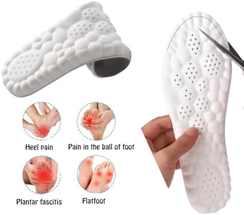 4D Cloud Insole for Men & Women, Super Soft Memory Foam, U-Shape Arch Support, Shock Absorption, Anti-Fatigue, Gray, Unisex Adults, Insoles