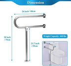 Handicap Rails Grab Bars Bathroom Toilet Safety Rails Support for Elderly Seniors Handicap Toilet Rails Support Assist Stainless Steel Grab Bars for Bathroom Shower Safety Bars Handrails