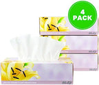 Facial Tissues 130 Per Box, Size 7" X 6.9" 2 Ply, Great for Bathroom, Office, Store, School, Home, Kitchen, Or in Your Car & in Every Room (Pack of 4, 520 Tissues total)