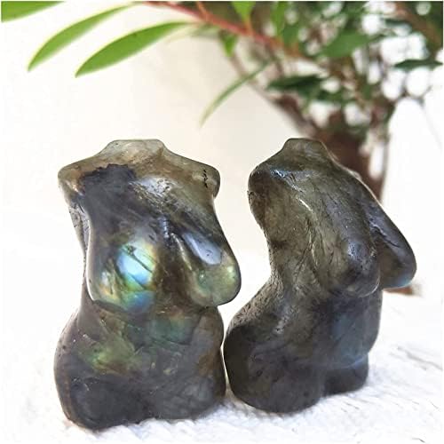Minerals Stones 1.5inch Crystal Goddess Natural Labradorite Quartz Statue Carved Woman Torso gemper Body Sculpture Polished Energy Healing Crystal Stones Decoration