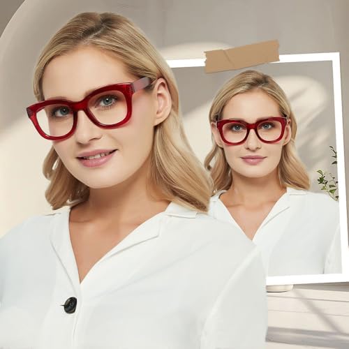 JiSoo Oversized Reading Glasses for Women Men, Stylish Designer Readers Women with Large Frame