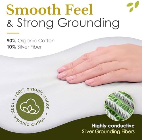 Grounding Sheets Queen Size - Grey Earthing Sheets for Natural Sleep Enhancer - 90% Organic Cotton + 10% Pure Silver Fiber Fitted Grounding Bed Sheets with Grounding Cord for Cozy Night