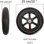 2PCS of 10 Inch Wheelchair Front Wheels Wheelchair Replacement Wheel Accessories 12 mm (1/2") Bearing Black Solid Tire