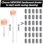 5PCS Extendable Lambswool Duster with 35-55 Inch Adjustable Aluminum Handle,Feather Duster Static Electricity Dust Adsorption, Reusable Cleaning Tool for Home, Car, Office, Ceiling, Furniture