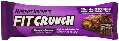 FITCRUNCH Snack Size Protein Bars, 6-Layer Baked Bar, 4g of Sugar, Gluten Free & Soft Cake Core (9 Bars, Chocolate Brownie)