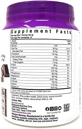 Bluebonnet Nutrition Whey Protein Isolate Powder, Whey From Grass Fed Cows, 26g of Protein, No Sugar Added, Gluten Free, Soy free, kosher Dairy, 1 Lb, 14 Servings, Chocolate Flavor